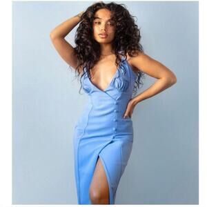 New Camila Coelho Aaliyah Midi Dress Periwinkle Blue Women's Size S